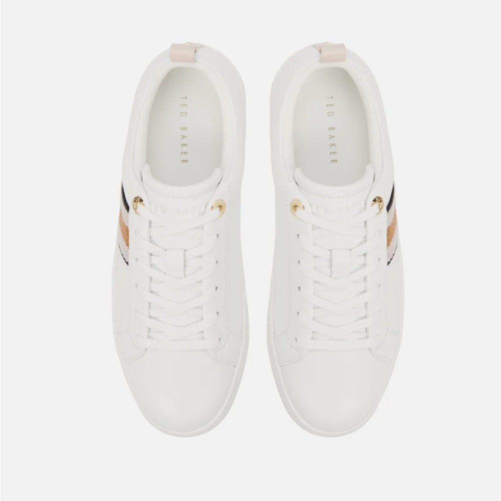 Ted Baker “Bailey Icon” Women's Leather Sneaker Shoes Size 8 White/Pink NEW - Picture 4 of 11